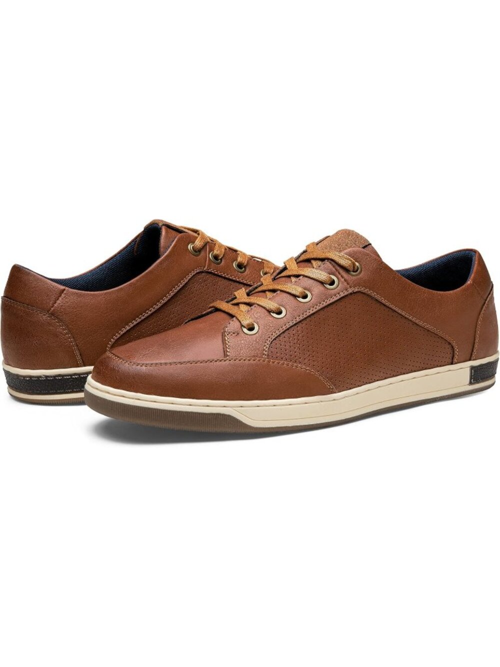 Men's Yellow Brown Coated Leather Comfortable Business Sneakers Casual Shoes - Picture 6 of 6